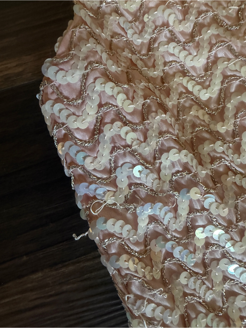 Vintage 70s Pink Sequin Zigzag button closure sleeveless Top - Picture 12 of 16